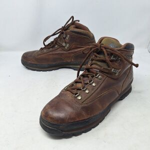 Timberland Vintage Euro Hiker Brown Leather Hiking Boots Gorpcore Size 10.5